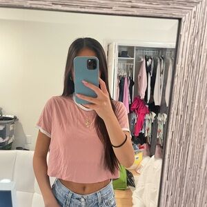 pink crop top